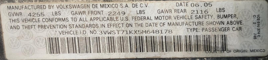 Used A/C Compressor fits: 2005 Volkswagen Jetta 1.9L turbo diesel Sdn Grade C