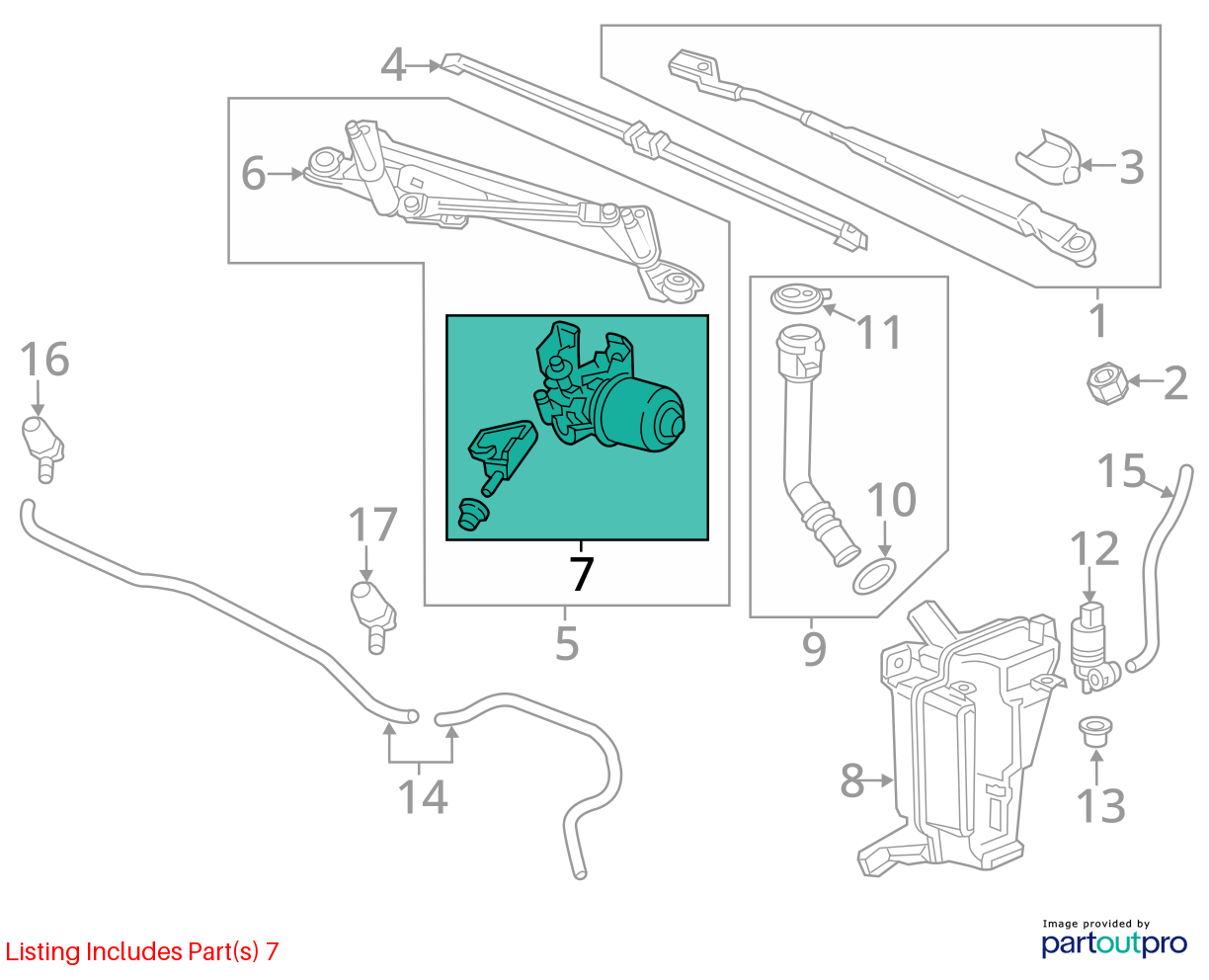 Used Windshield Wiper Motor fits: 2020 Chevrolet Trax  Grade A