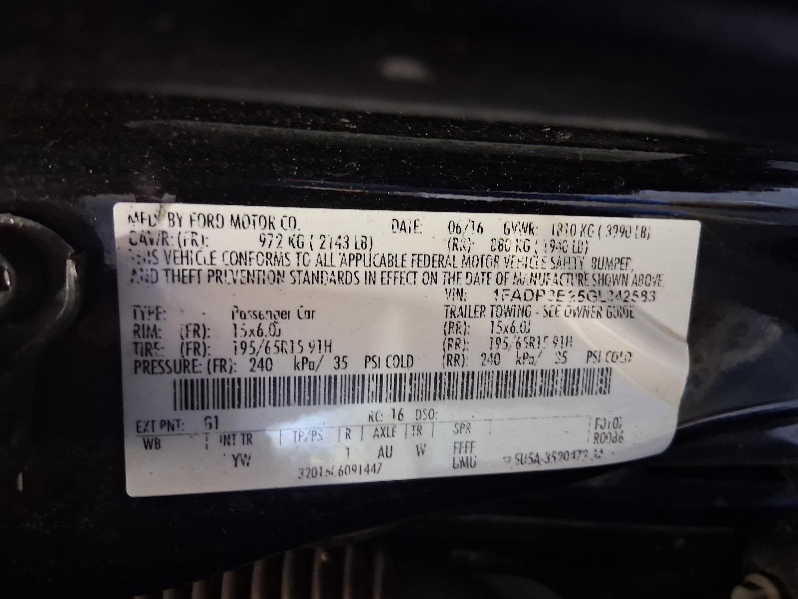 Used Front Left Door Window Regulator Front fits: 2016 Ford Focus electric w/o a