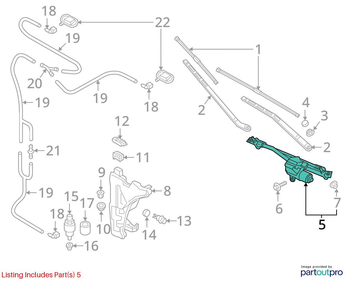 Used Windshield Wiper Motor fits: 2019 Audi A4  Grade A