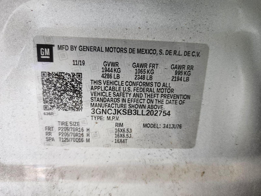 CHEVROLET TRAX Transmission (AT), (1.4L), FWD 20
