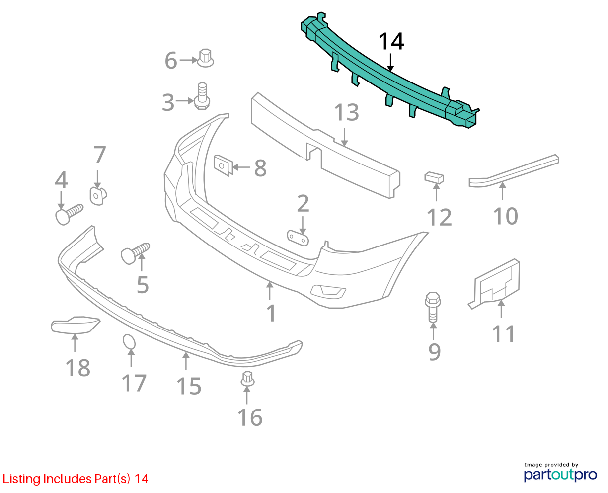 Used Rear Bumper Reinforcement Rear fits: 2010 Hyundai Santa fe Rear Grade A