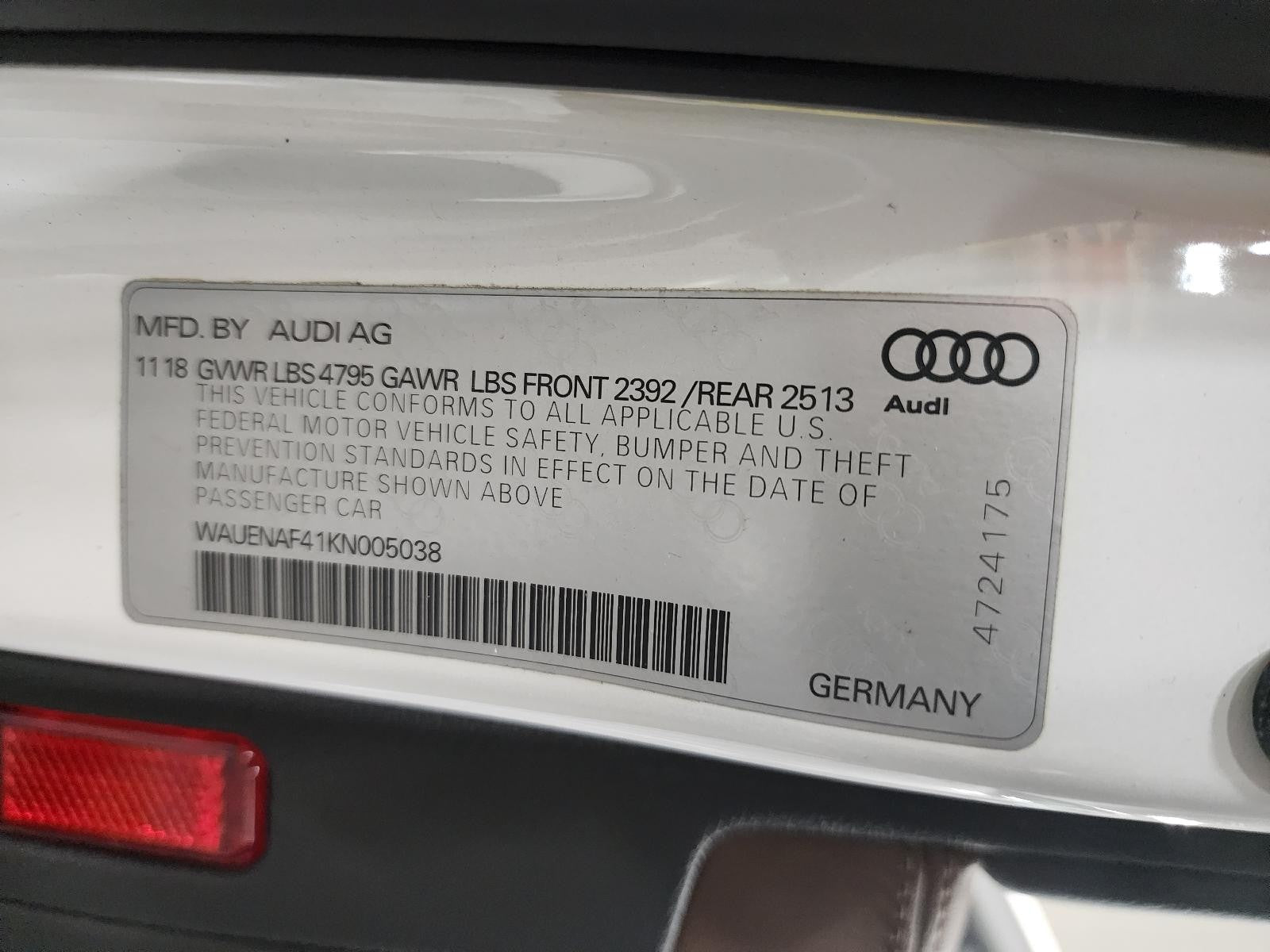 Used Rack and Pinion Assembly fits: 2019 Audi A4  Grade A