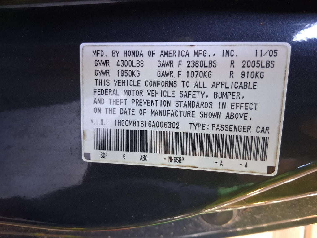 Used Starter Motor fits: 2006 Honda Accord MT Grade C