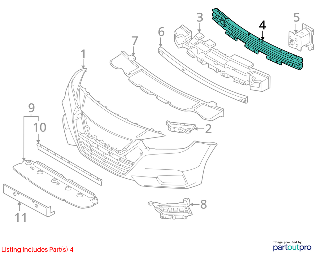 Used Front Bumper Reinforcement Front fits: 2021 Nissan Versa upper Front Grade