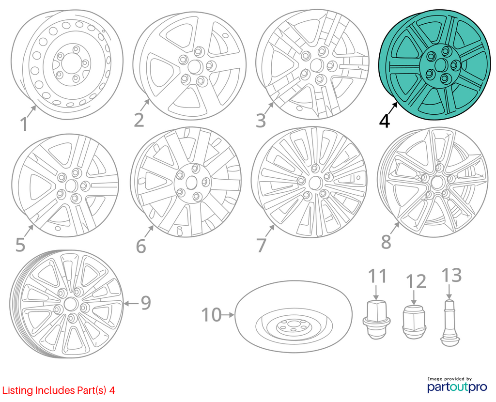 Used Wheel fits: 2011 Chrysler Town & country 16x6-1/2 Grade A