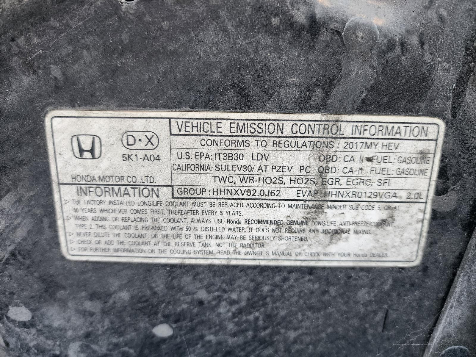 Used Engine Coolant Reservoir fits: 2017 Honda Accord 2.0L Hybrid main Grade A