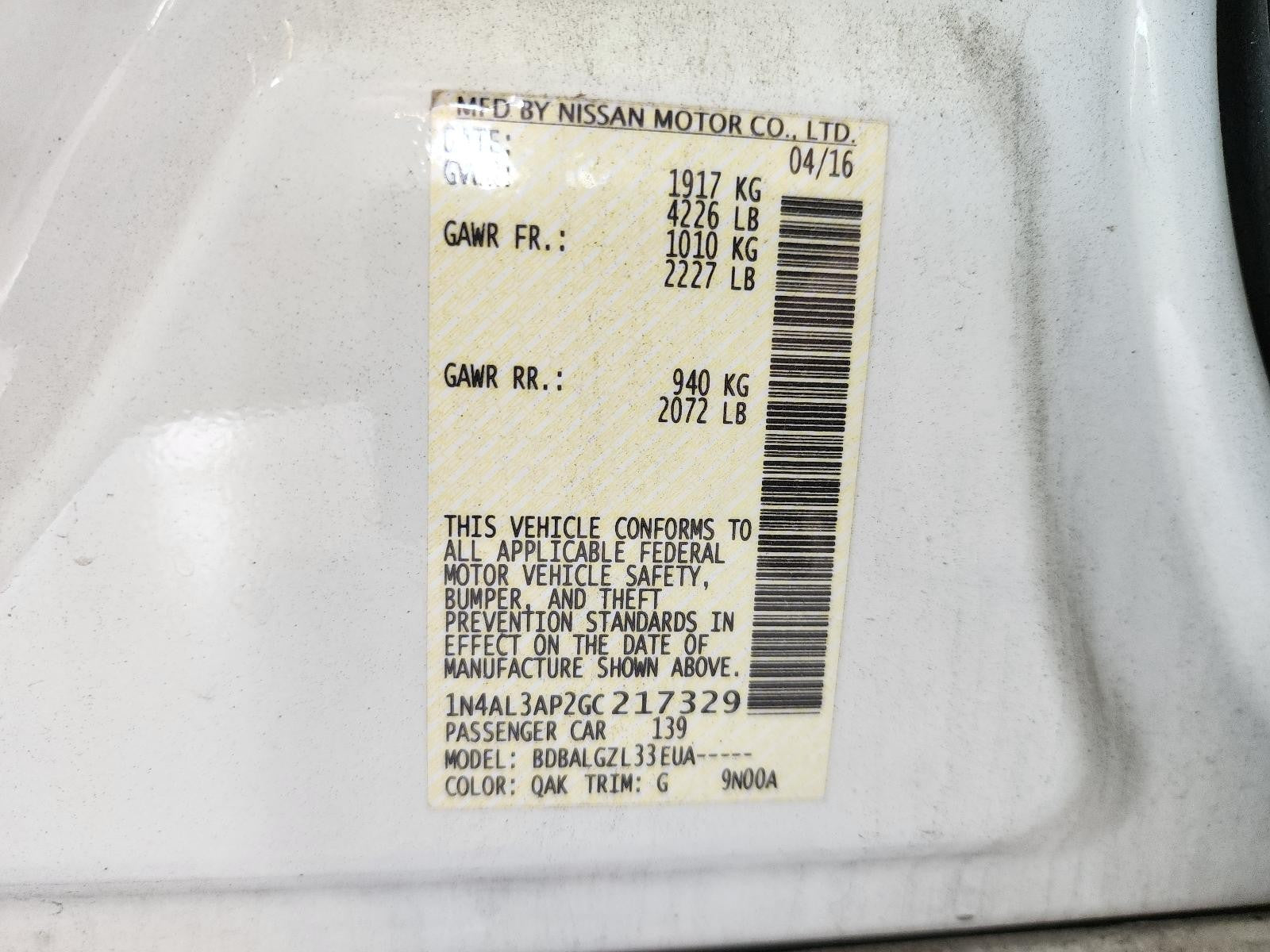 Used Rack and Pinion Assembly fits: 2016 Nissan Altima Power Rack and Pinion Sdn